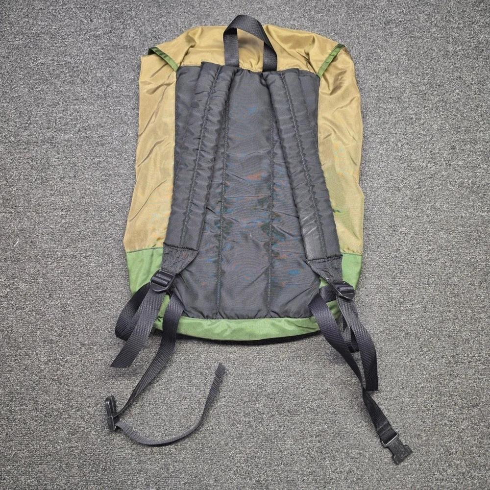 Vintage LL Bean Rucksack Backpack Brown Green Gorpcore Hiking Nylon Bag Trail